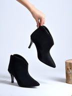 Women’s Black Pencil Heel Boots – Stylish High Heel Ankle Boots for Party & Evening Wear
