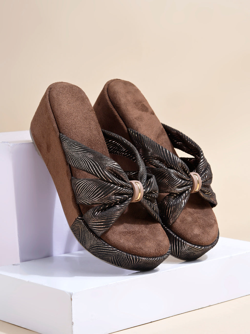 Women’s Brown Platform Heels | Elegant Chunky Heel Sandals | Premium Luxury Party & Wedding Footwear