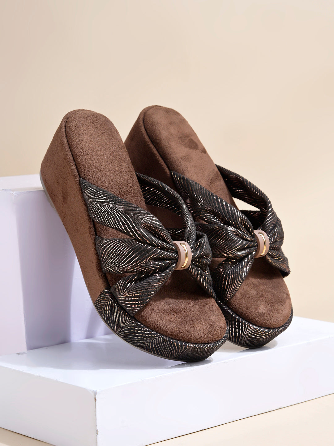 Women’s Brown Platform Heels | Elegant Chunky Heel Sandals | Premium Luxury Party & Wedding Footwear