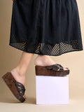 Women’s Brown Platform Heels | Elegant Chunky Heel Sandals | Premium Luxury Party & Wedding Footwear