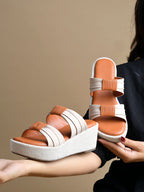 Women’s Tan Platform Heels | Elegant Chunky Heel Sandals | Premium Luxury Party & Wedding Footwear