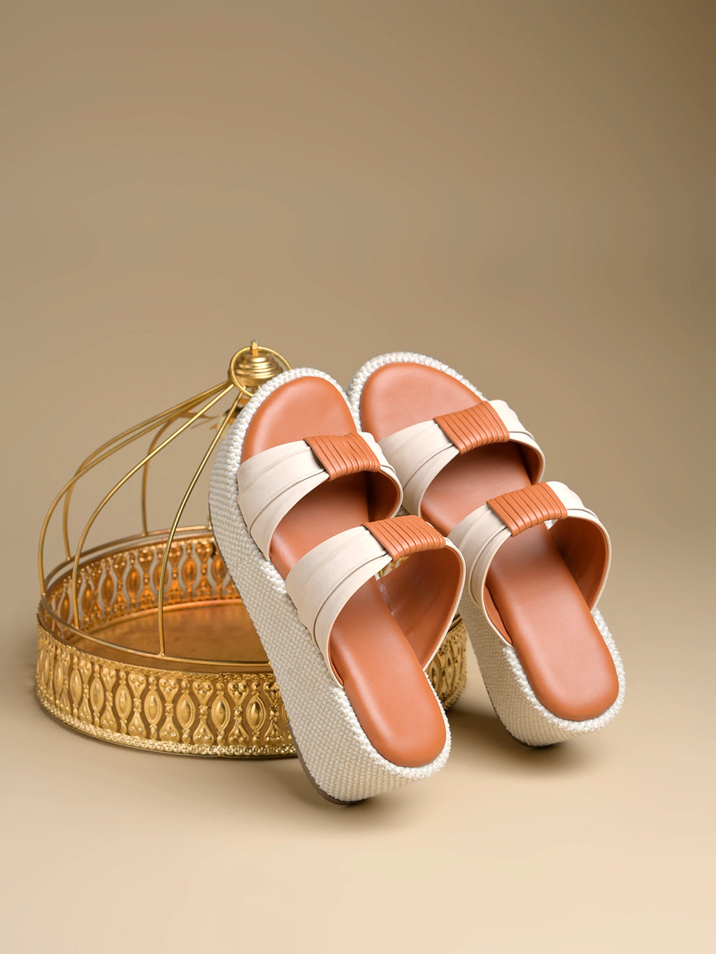 Women’s Tan Platform Heels | Elegant Chunky Heel Sandals | Premium Luxury Party & Wedding Footwear
