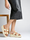 Women’s Cream Platform Heels | Elegant Chunky Heel Sandals | Premium Luxury Party & Wedding Footwear