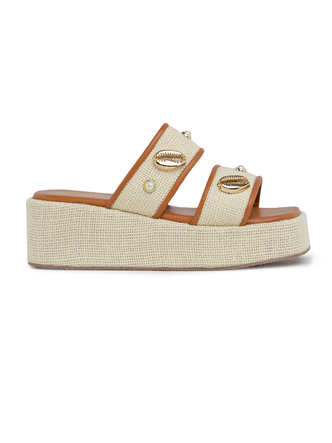 Women’s Cream Platform Heels | Elegant Chunky Heel Sandals | Premium Luxury Party & Wedding Footwear