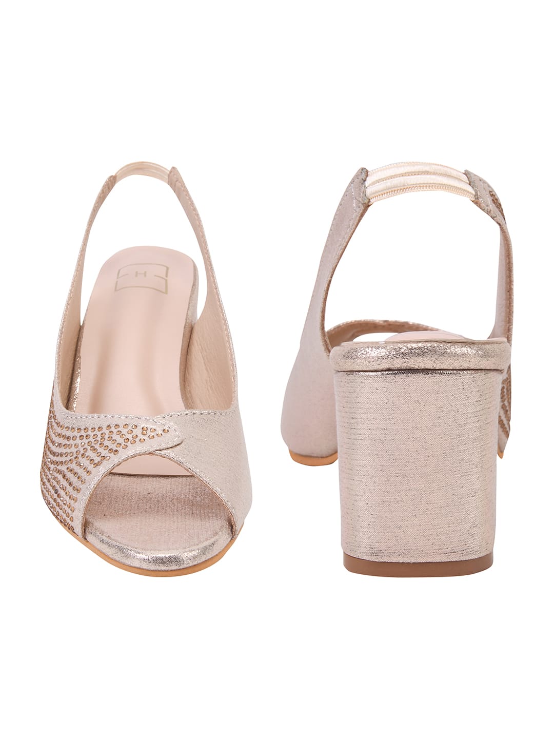 Golden Peep Toe Pumps for Women with Rhinestones | Stylish Luxury Party & Bridal Heels