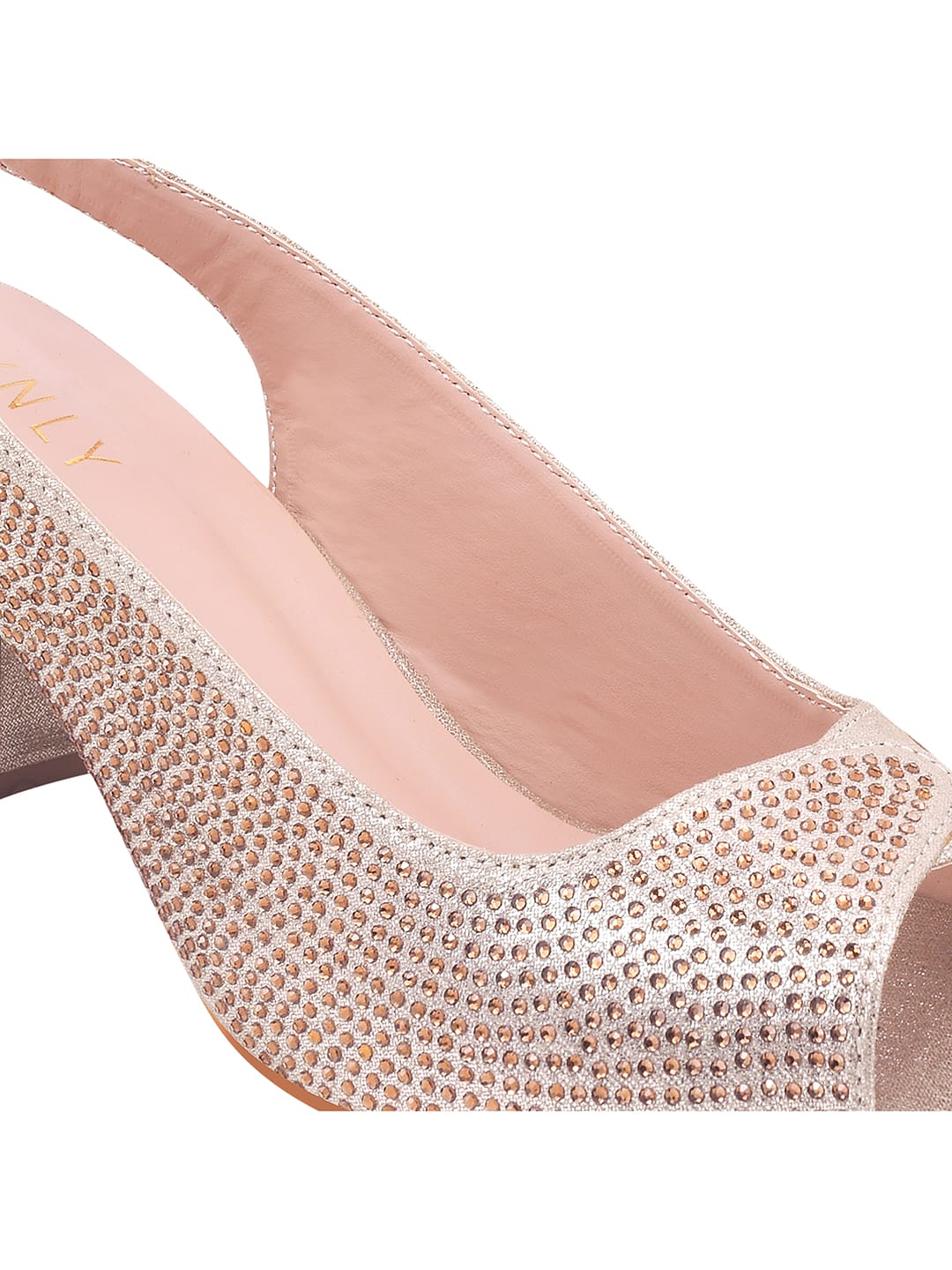 Rose Gold Peep Toe Pumps for Women with Rhinestones | Stylish Luxury Party & Bridal Heels