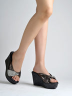 Women’s Black Platform Heels | Elegant Chunky Heel Sandals | Premium Luxury Party & Wedding Footwear