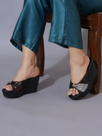 Women’s Black Platform Heels | Elegant Chunky Heel Sandals | Premium Luxury Party & Wedding Footwear