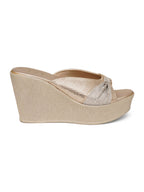 Golden Platform Heels for Women | Luxury High Heel Sandals | Party, Wedding & Festive Wear Footwear