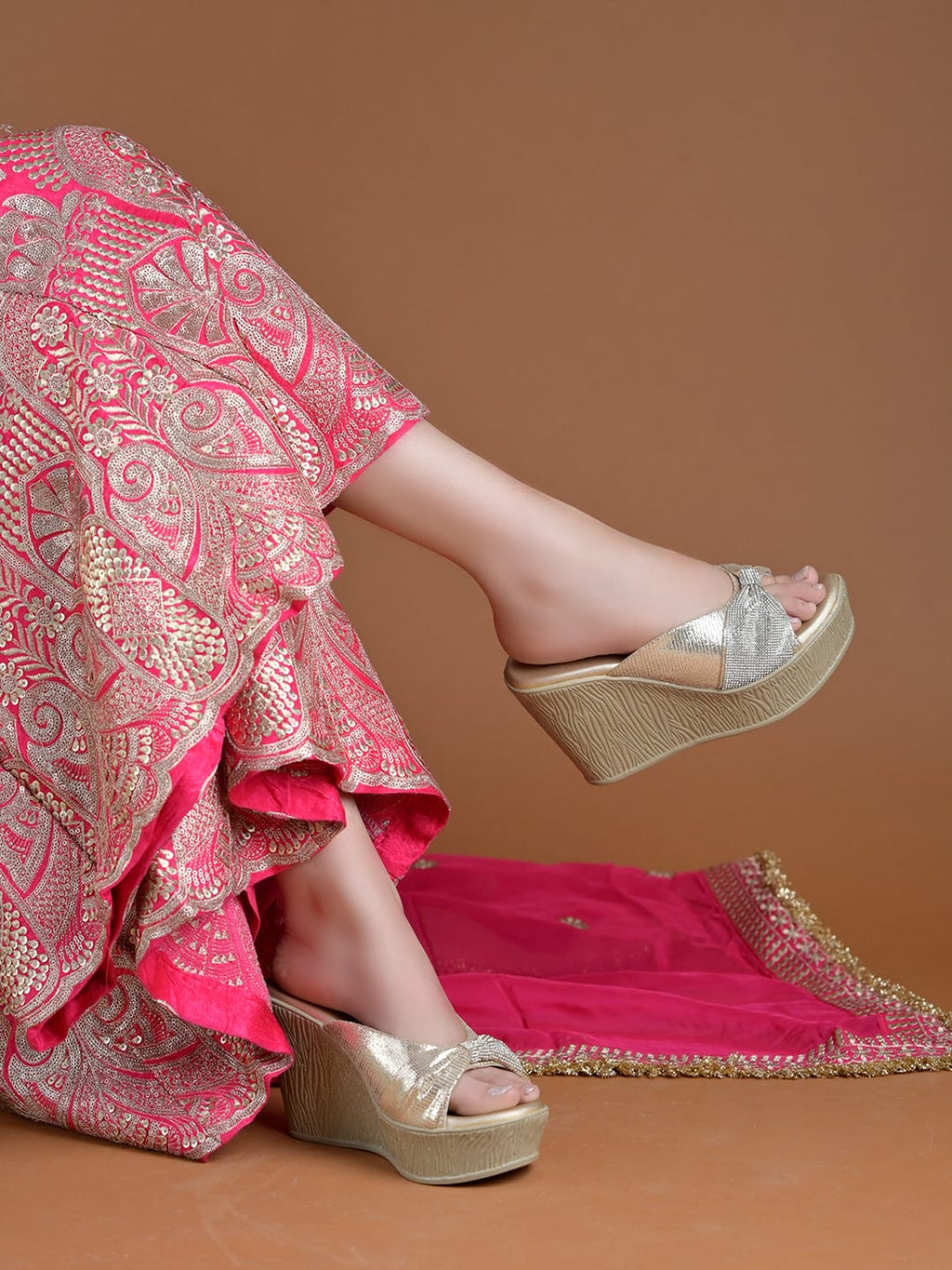 Golden Platform Heels for Women | Luxury High Heel Sandals | Party, Wedding & Festive Wear Footwear