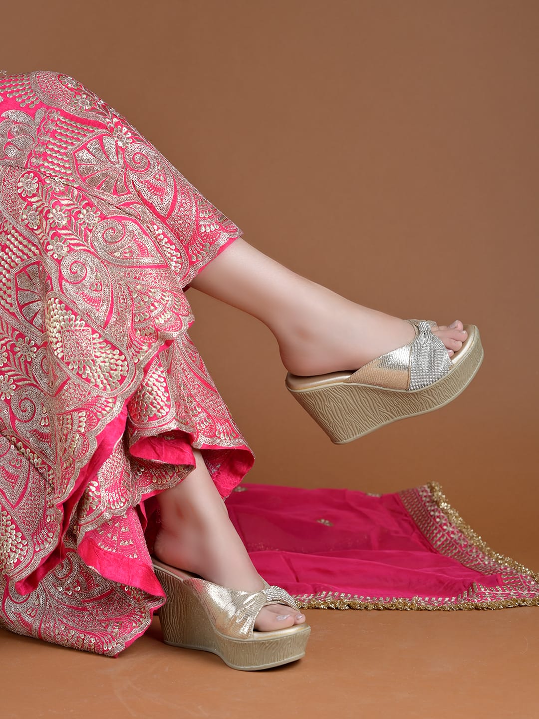 Golden Platform Heels for Women | Luxury High Heel Sandals | Party, Wedding & Festive Wear Footwear