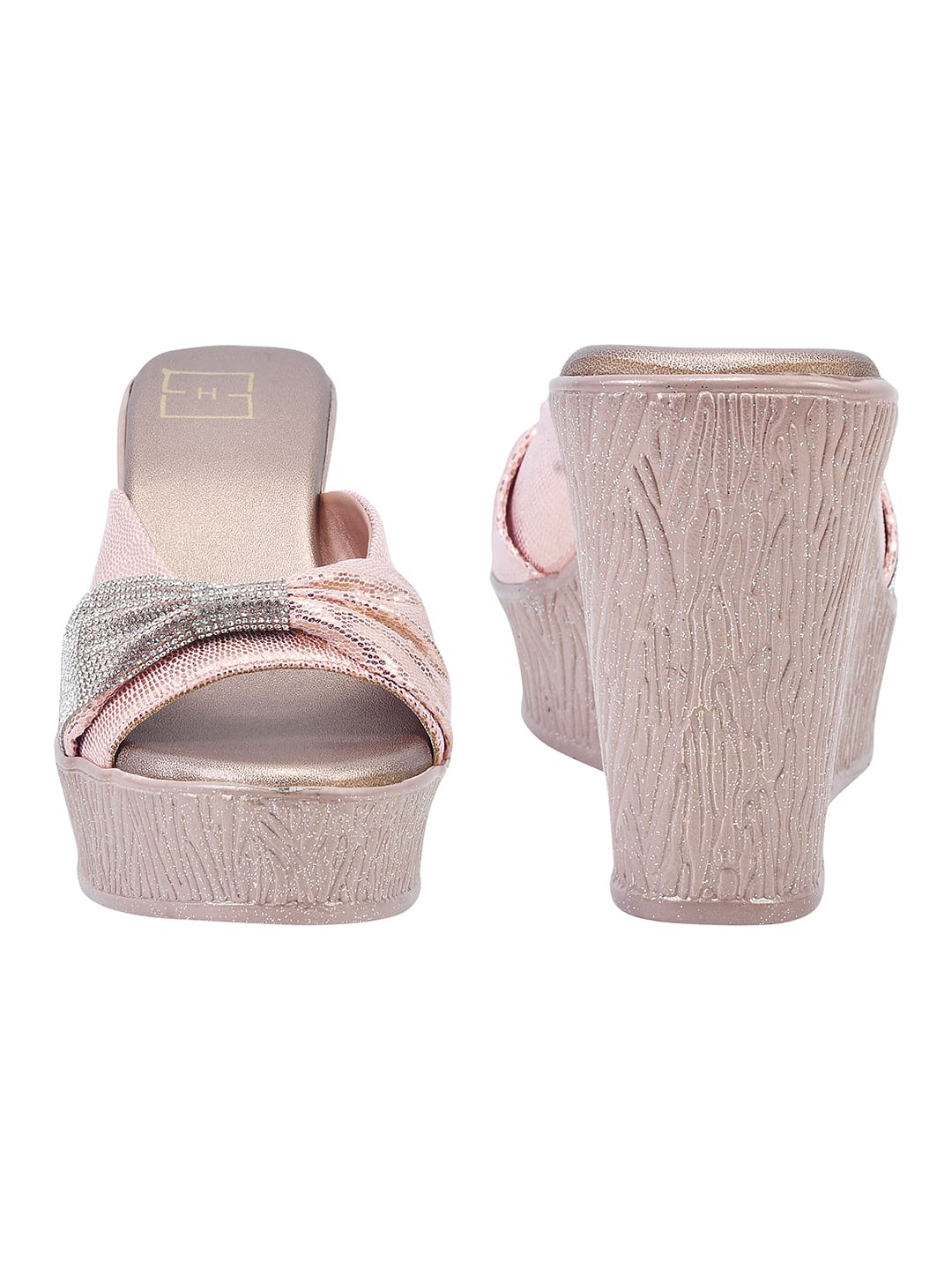Rose Gold Diamanté Knot Wedge For Women & Girls