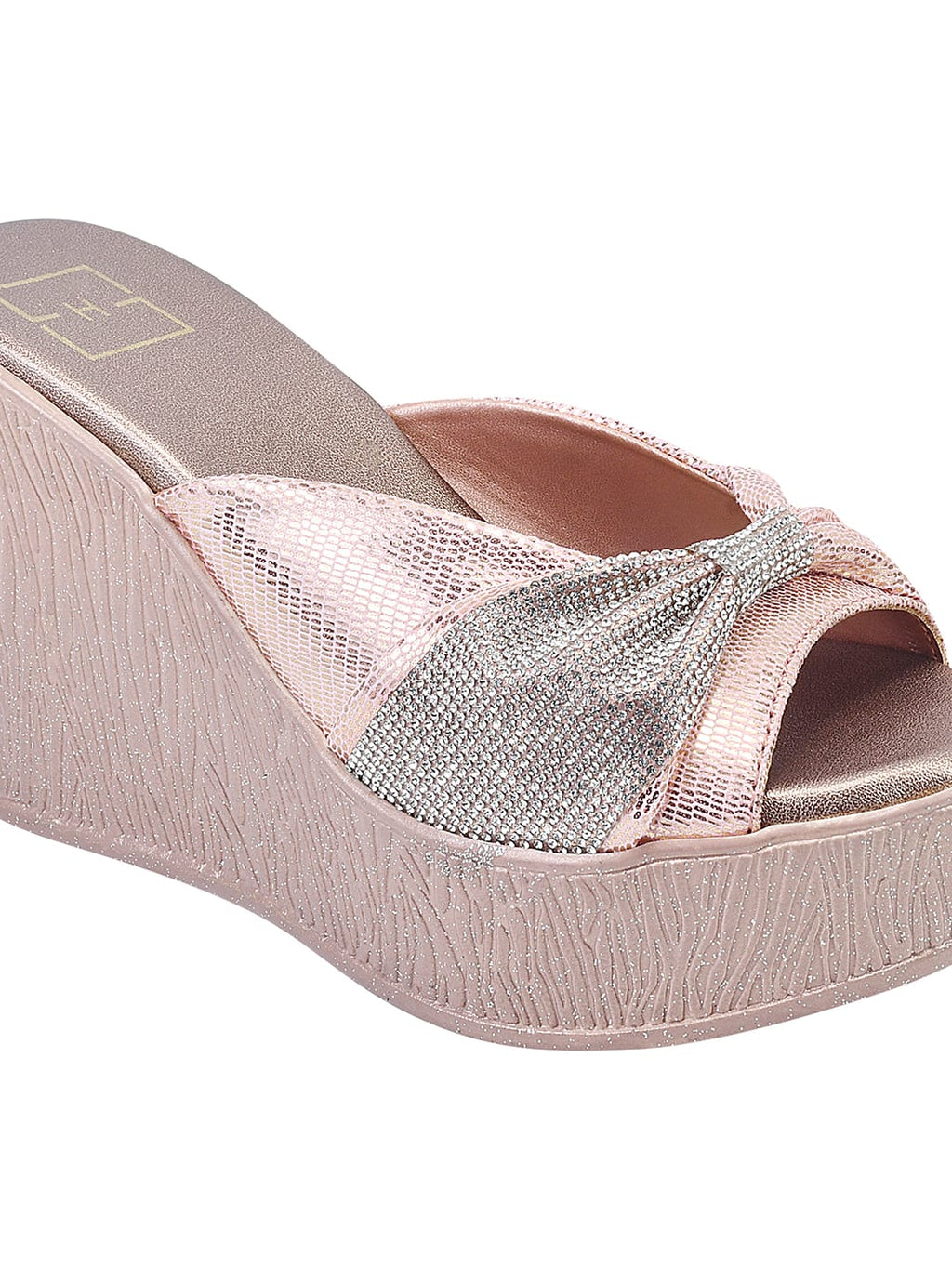 Rose Gold Diamanté Knot Wedge For Women & Girls