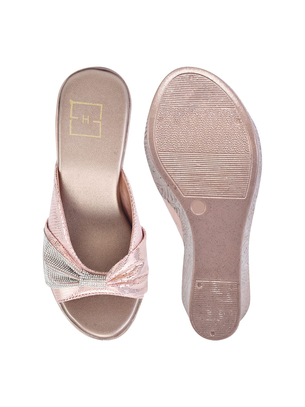 Rose Gold Diamanté Knot Wedge For Women & Girls