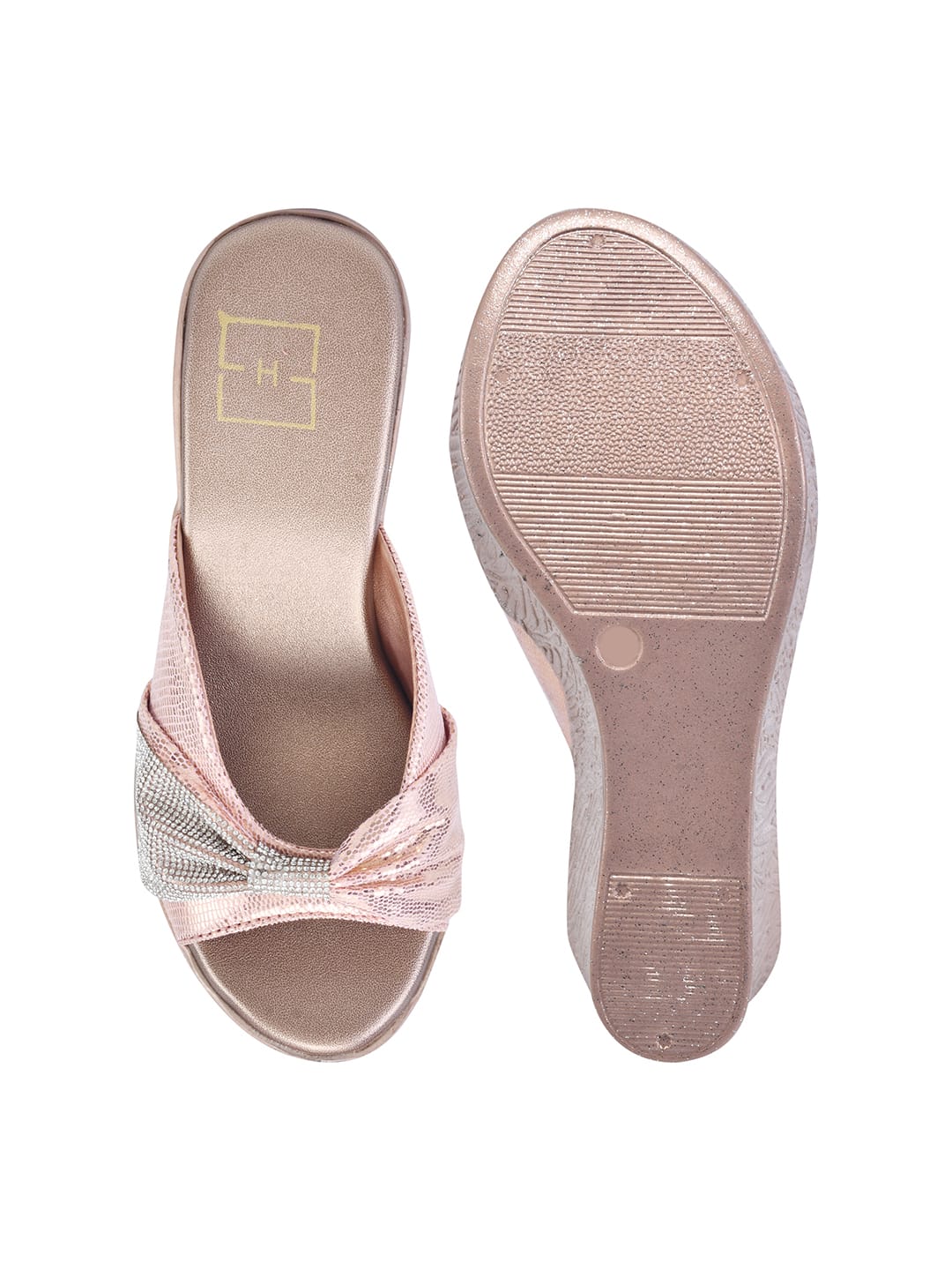 Rose Gold Diamanté Knot Wedge For Women & Girls