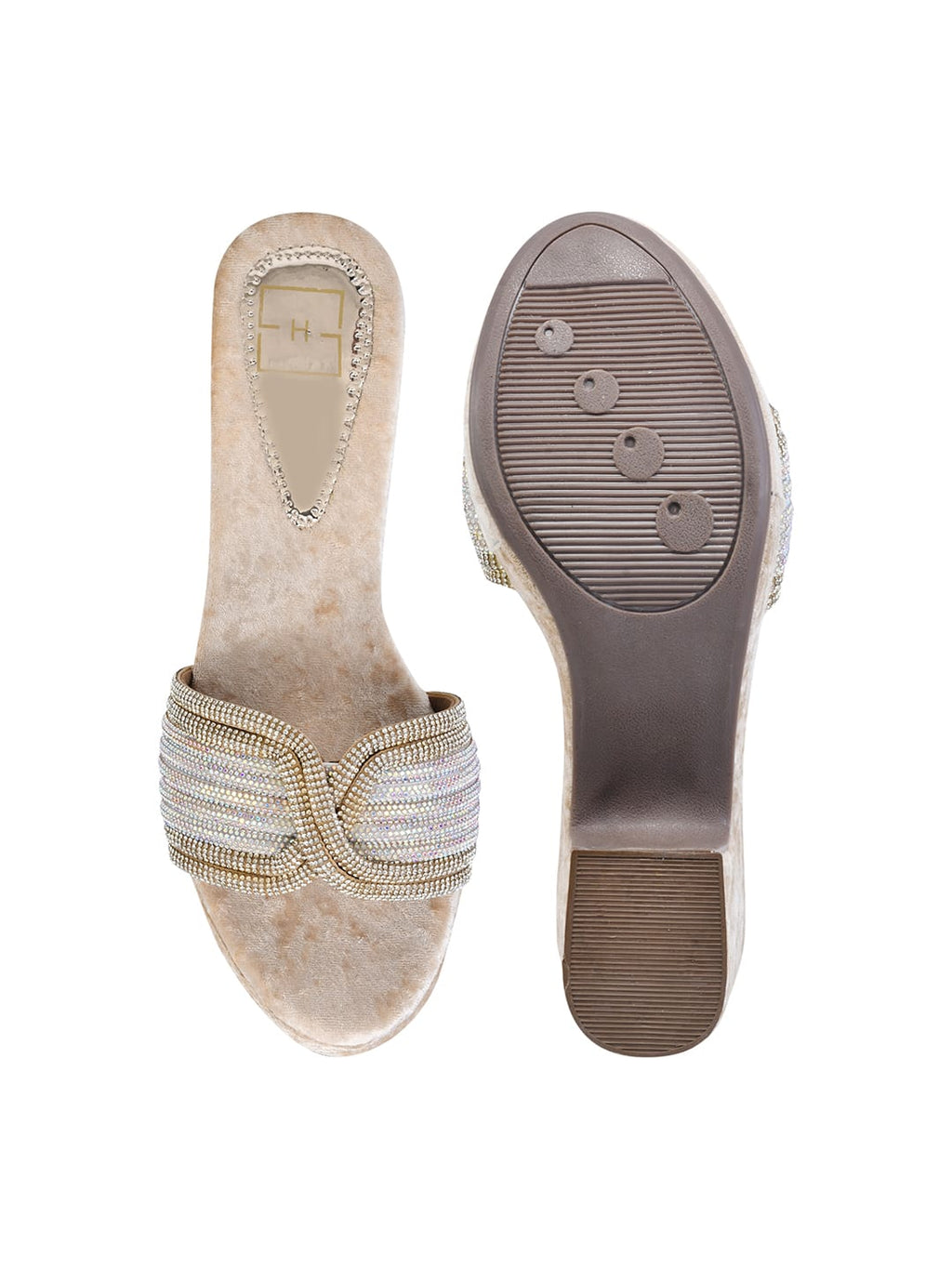 Luxury Golden Rhinestone Heels for Women | Classic Heels | Elegant Bridal, Wedding & Party Wear