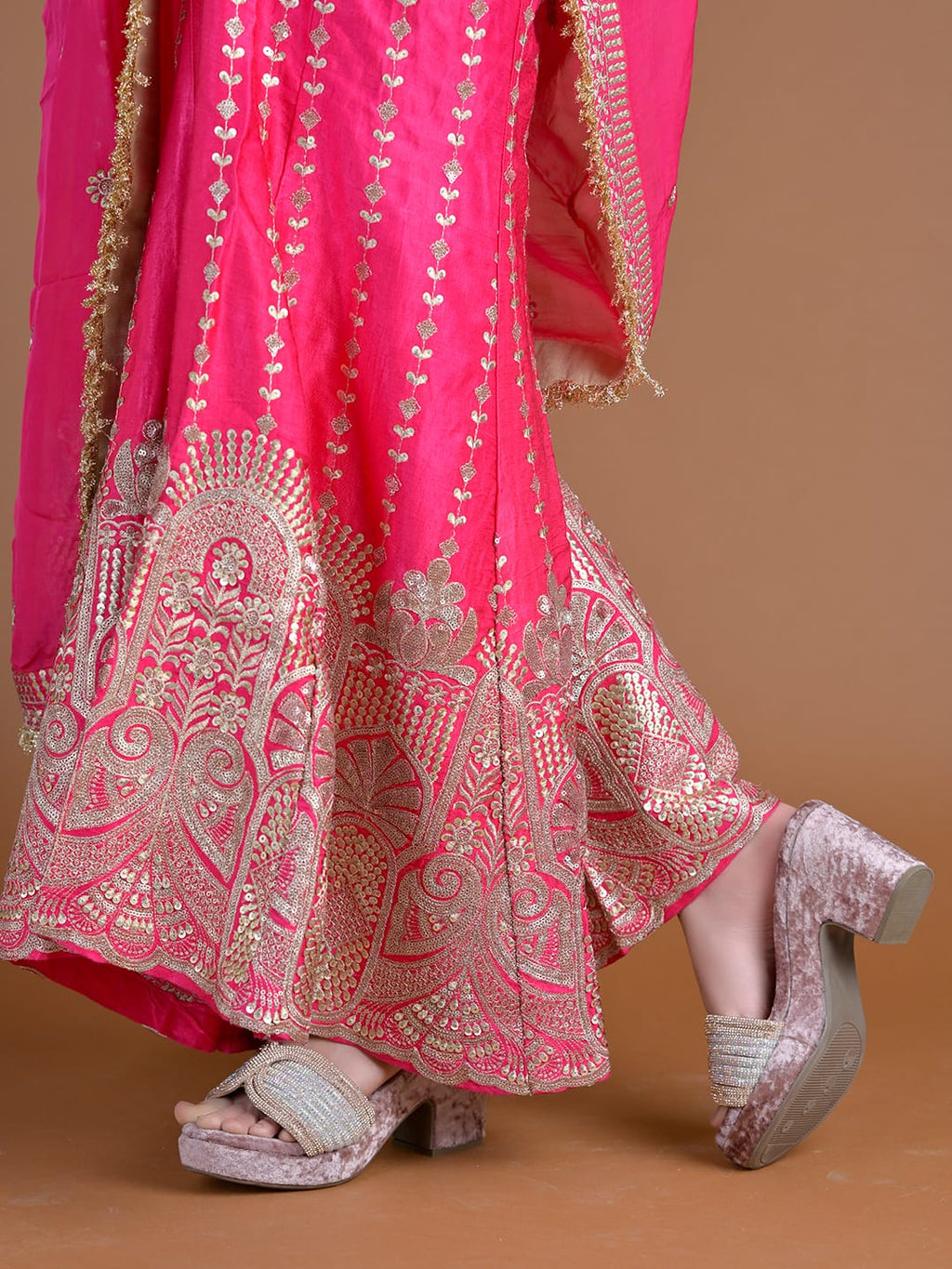 Luxury Rose Gold Rhinestone Heels for Women | Classic Heels | Elegant Bridal, Wedding & Party Wear