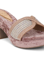 Luxury Rose Gold Rhinestone Heels for Women | Classic Heels | Elegant Bridal, Wedding & Party Wear