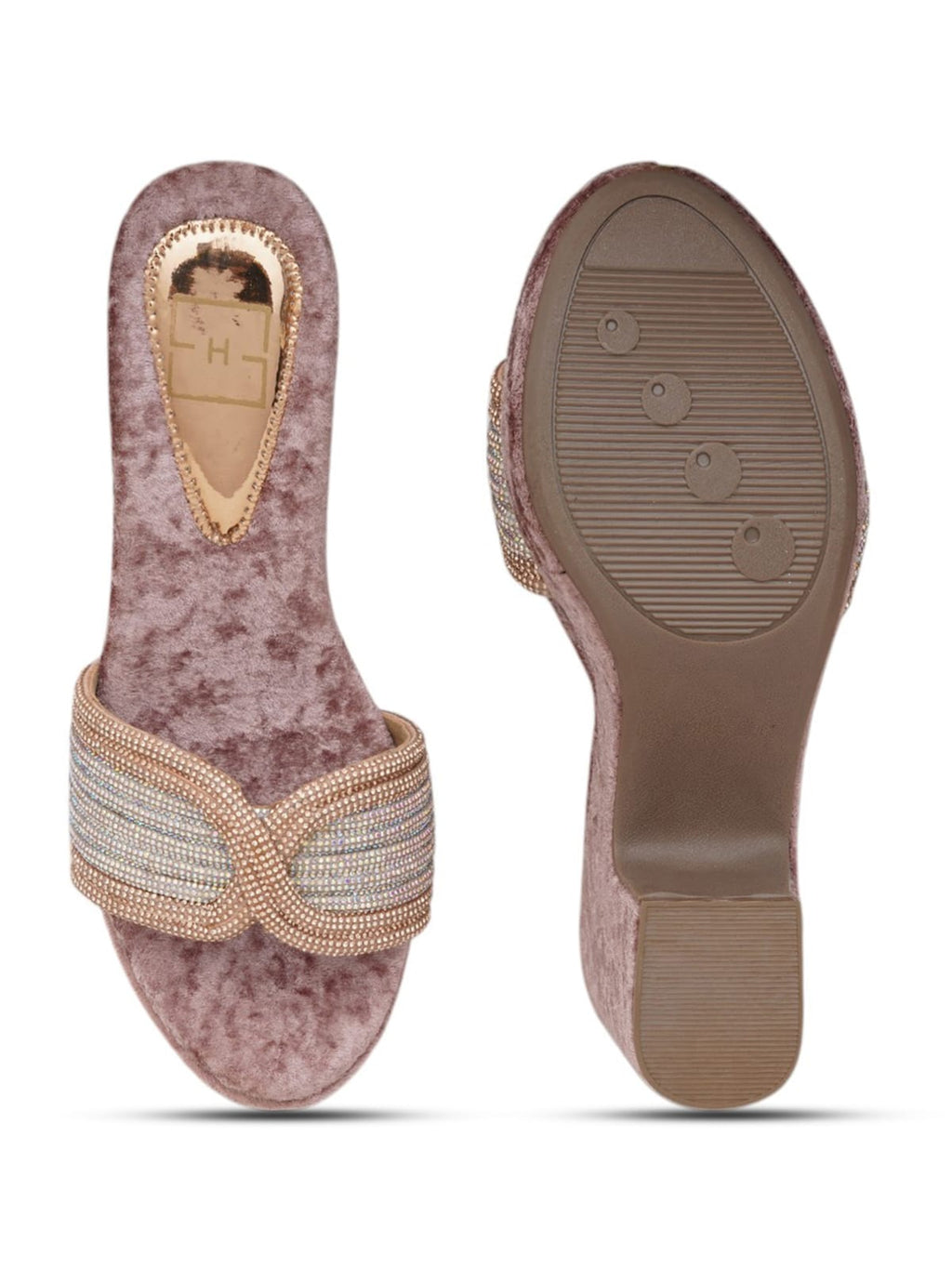 Luxury Rose Gold Rhinestone Heels for Women | Classic Heels | Elegant Bridal, Wedding & Party Wear