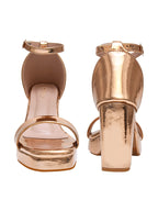 Rose Gold Platform Heels for Women | Stylish Party Wear Sandals | Glamorous Luxury High Heel Footwear