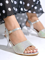 Women’s Silver Rhinestone Heels | Elegant Stiletto Sandals | Premium Luxury Bridal & Occasion Wear
