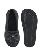 Black Bow Platform Loafers For Women & Girls