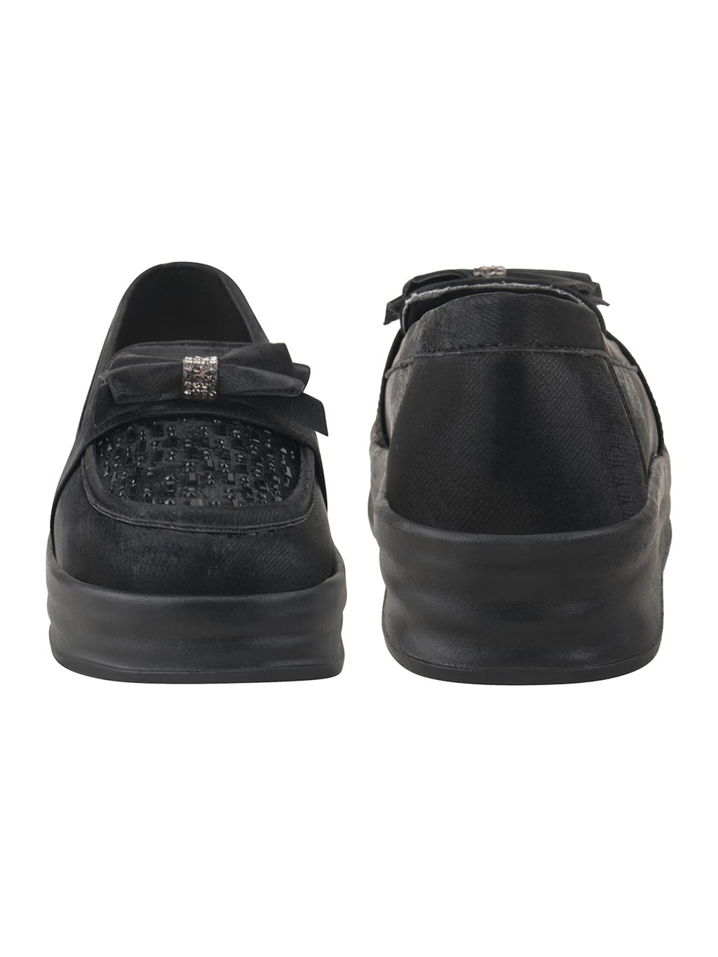 Black Bow Platform Loafers For Women & Girls