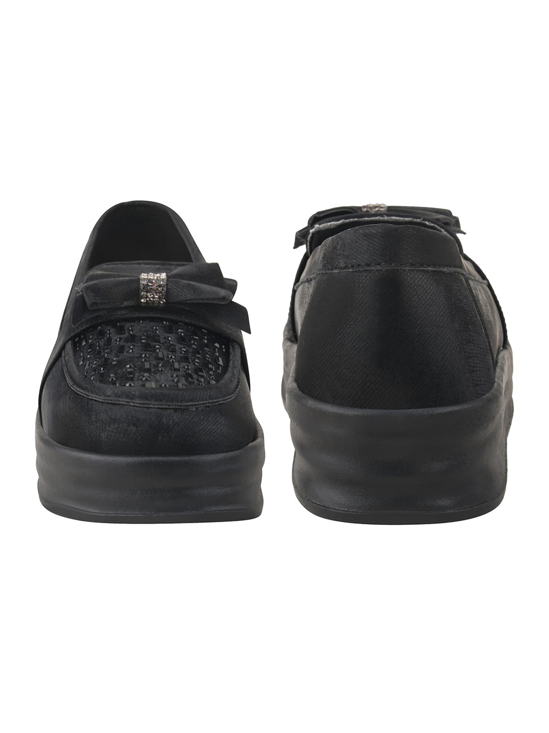 Black Bow Platform Loafers For Women & Girls
