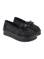 Black Bow Platform Loafers For Women & Girls