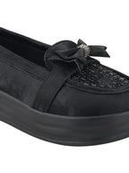 Black Bow Platform Loafers For Women & Girls