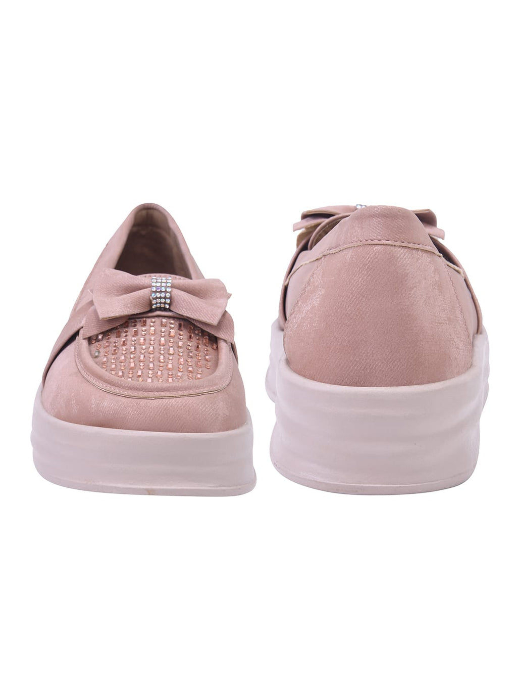 Rose-Gold Bow Platform Loafers For Women & Girls