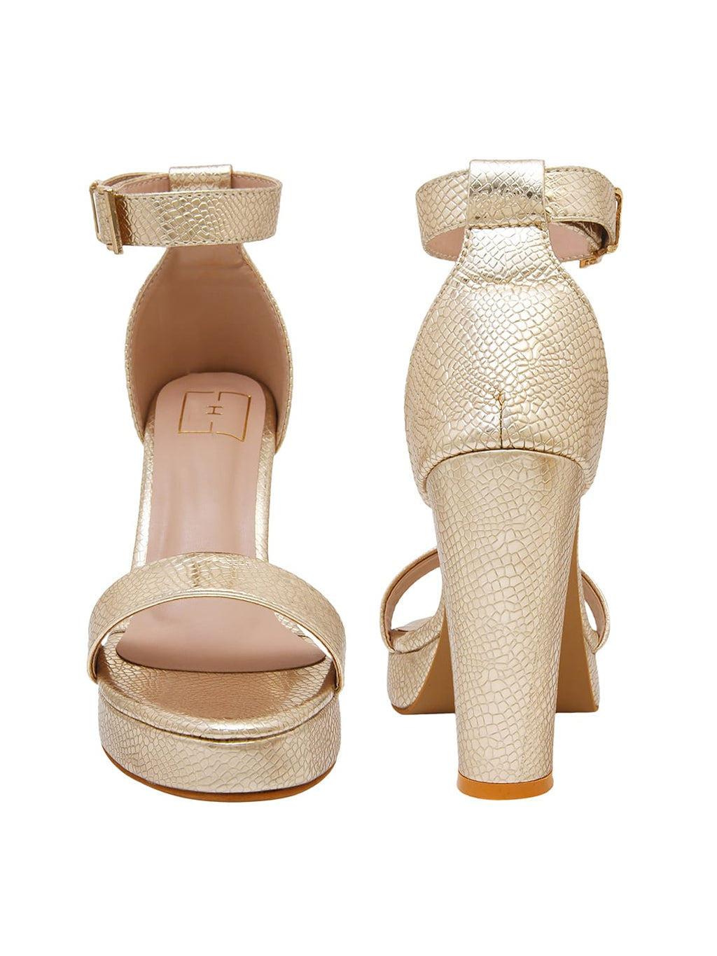 Gold High Heel Sandals for Women | 5 Inch Textured Heels | Luxury Party & Wedding Footwear