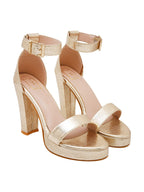 Gold High Heel Sandals for Women | 5 Inch Textured Heels | Luxury Party & Wedding Footwear
