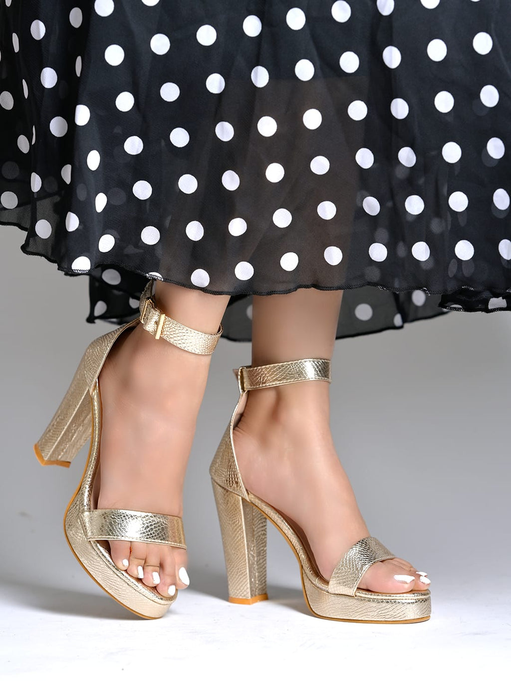 Gold High Heel Sandals for Women | 5 Inch Textured Heels | Luxury Party & Wedding Footwear