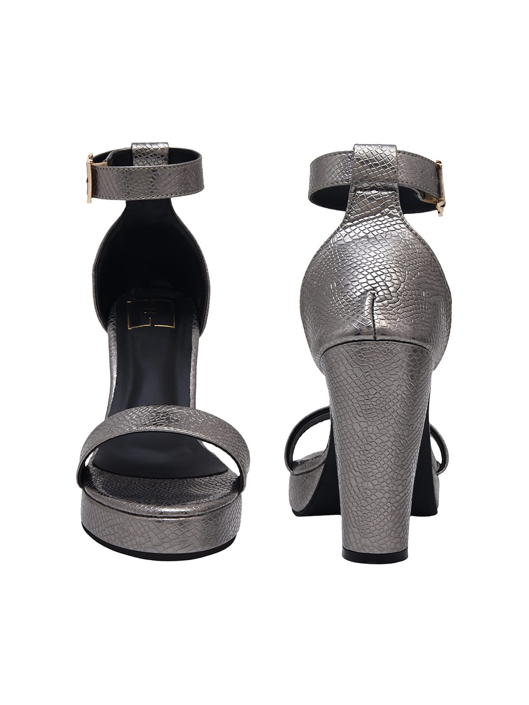 Grey High Heel Sandals for Women | 5 Inch Textured Heels | Luxury Party & Wedding Footwear