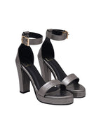 Grey High Heel Sandals for Women | 5 Inch Textured Heels | Luxury Party & Wedding Footwear