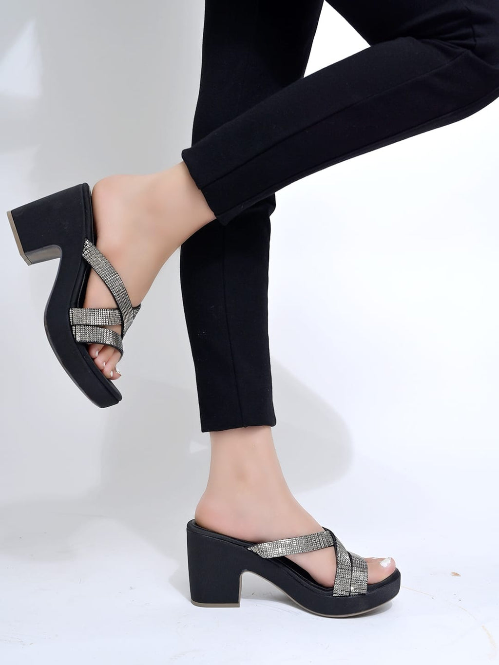 Black Platform Heels for Women | Luxury High Heel Sandals | Party, Wedding & Festive Wear Footwear
