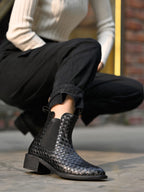 Women’s Fashion Black Boots | Elegant Leather Ankle Boots with Heel | Designer Luxury Footwear for Casual & Party Wear