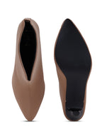 Women’s Beige Pencil Heel Boots – Stylish High Heel Ankle Boots for Party & Evening Wear