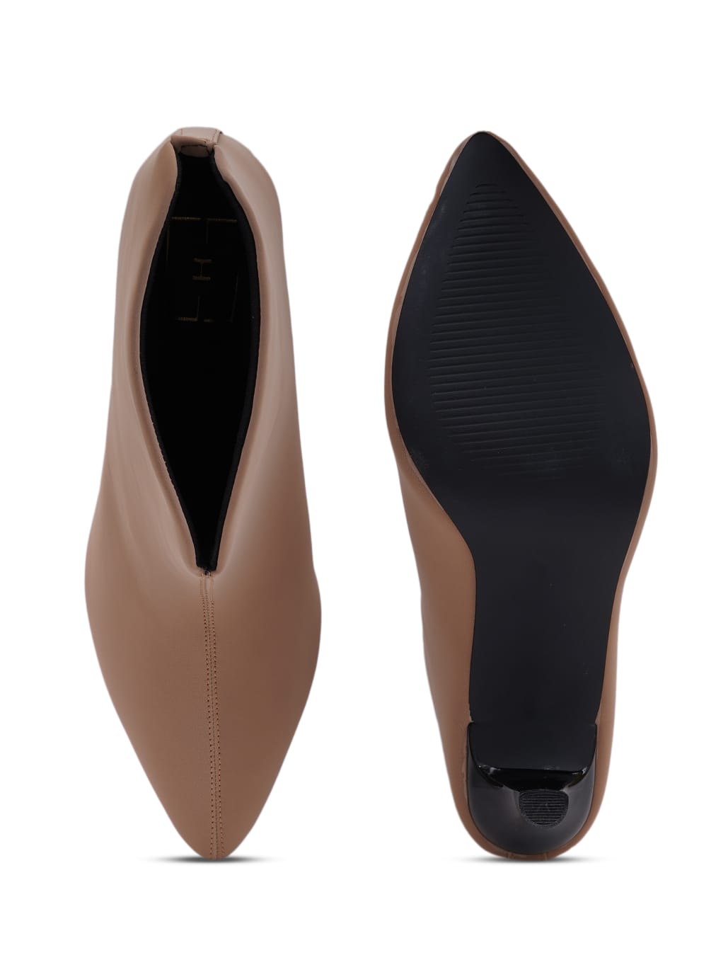 Women’s Beige Pencil Heel Boots – Stylish High Heel Ankle Boots for Party & Evening Wear