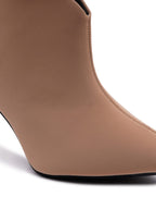 Women’s Beige Pencil Heel Boots – Stylish High Heel Ankle Boots for Party & Evening Wear