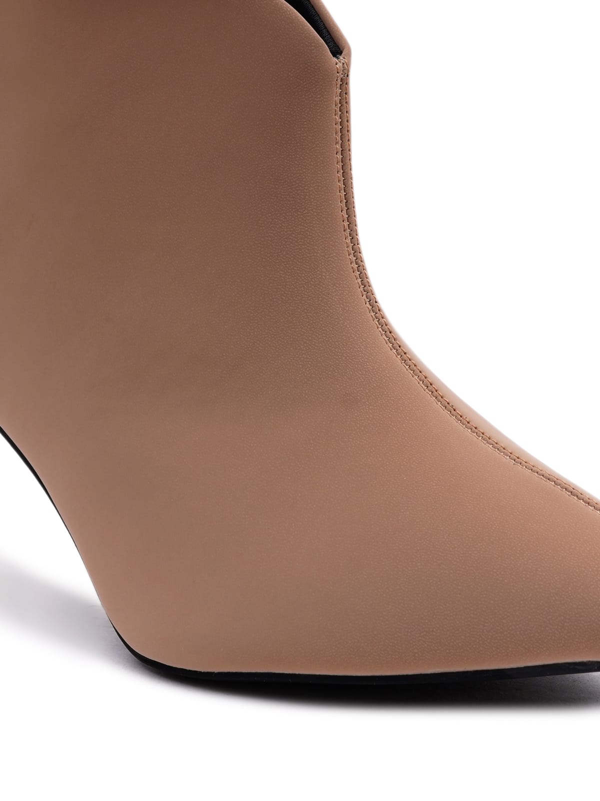 Women’s Beige Pencil Heel Boots – Stylish High Heel Ankle Boots for Party & Evening Wear